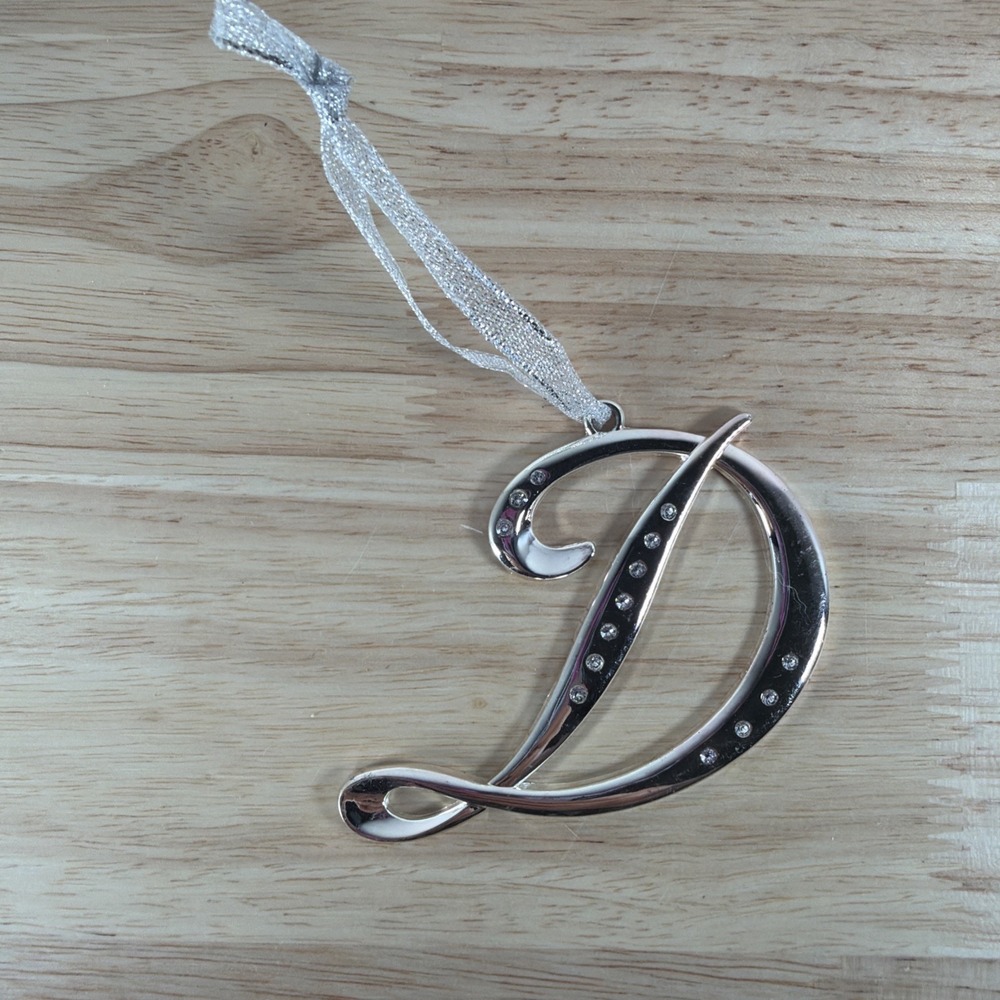 Harvey Lewis Christmas Ornament Letter "D"  Ribbon Crystals From Swarovski